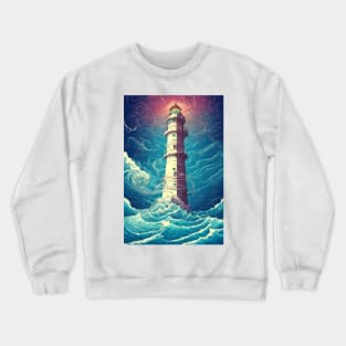 Lighthouse In A Celestial Storm Crewneck Sweatshirt